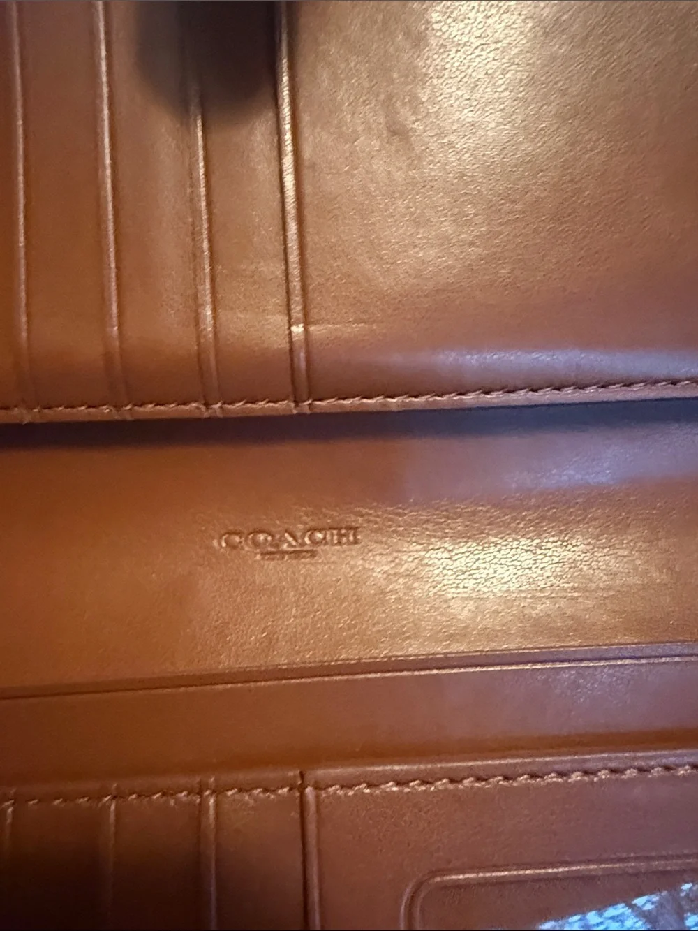COACH Brown Leather Zip-Around Wallet with Gold Logo